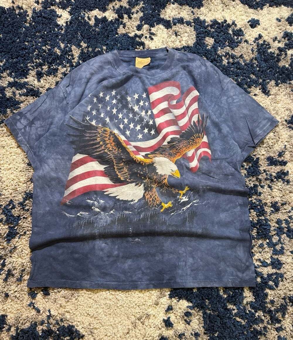 The Mountain Bald Eagle American Flag Graphic Tie-Dye T-Shirt